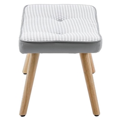 Harlowe Wooden Step Ottoman - Light Gray Linen Fabric - Solid Wood Frame 