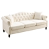 Cavonia 79" Chesterfield Sofa - Beige Velvet - Solid Wood Frame