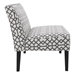 Lynthia Loveseat - Grey and White Geometric Pattern Fabric - Matte Black Finish Legs - CAB2933