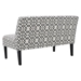 Lynthia Loveseat - Grey and White Geometric Pattern Fabric - Matte Black Finish Legs - CAB2933