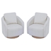 Dovetail Swivel Accent Chair - Ivory Chenille - Nature Base