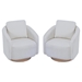 Dovetail Swivel Accent Chair - Ivory Chenille - Nature Base - CAB2936