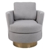 Ethereal Accent Chair - Grey Teddy Faux Fur - Swivel Barrel - Gold Stainless Steel Base