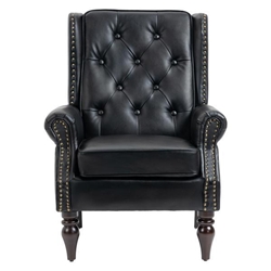 Cumberland Accent Chair - Black Polyurethane - Brown Feet 