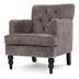 Ridgeview Accent Chair - Harrison Tufted Club - Greyish Brown Microfiber - Dark Brown Birch Legs