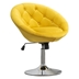 Savoyance Swivel Accent Chair - Yellow Velvet Upholstery - Button-Tufted Back - Chromed Metal Base