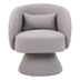 Arlington Swivel Accent Chair - Grey Faux Fur - Wooden Base with 360-Degree Swivel