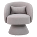 Arlington Swivel Accent Chair - Grey Faux Fur - Wooden Base with 360-Degree Swivel - CAB2975