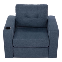 Aquilina Swivel Accent Chair - Blue Egyptian Velvet - Solid Pine Wood Frame 