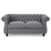 Gwendolyn 61" Loveseat - Dark Grey Fabric - Nailhead Accents