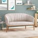 Yancy Loveseat - Beige Fabric - Brown Rubberwood Legs - CAB2989