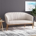 Yancy Loveseat - Beige Fabric - Brown Rubberwood Legs - CAB2989