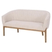 Yancy Loveseat - Beige Fabric - Brown Rubberwood Legs - CAB2989