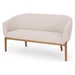 Yancy Loveseat - Beige Fabric - Brown Rubberwood Legs - CAB2989