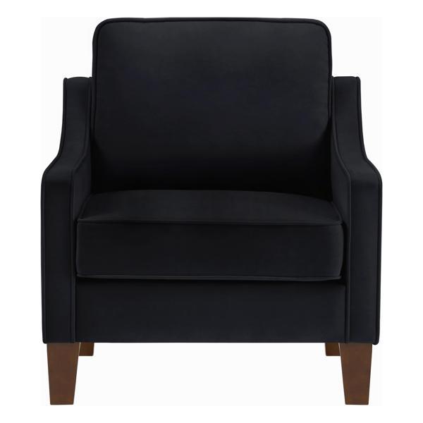 Willowbrook Modern Armchair - Black Velvet - Espresso Finish Wooden Legs 