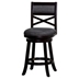 Vynaria 24" Counter Height X-Back Swivel Stool - Espresso Finish - Charcoal Fabric Seat - 24" Seat Height