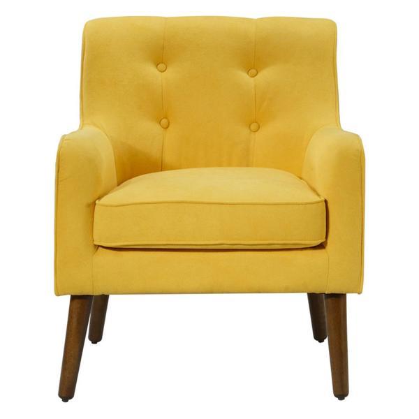 Zenoria 25" Mid Century Modern Yellow Woven Fabric Tufted Armchair 