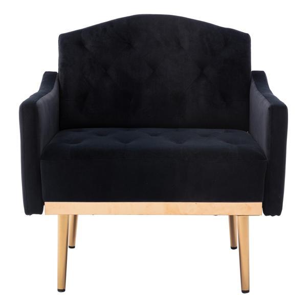 Nob Hill Accent Chair - Black Velvet - Rose Golden Finish Feet 