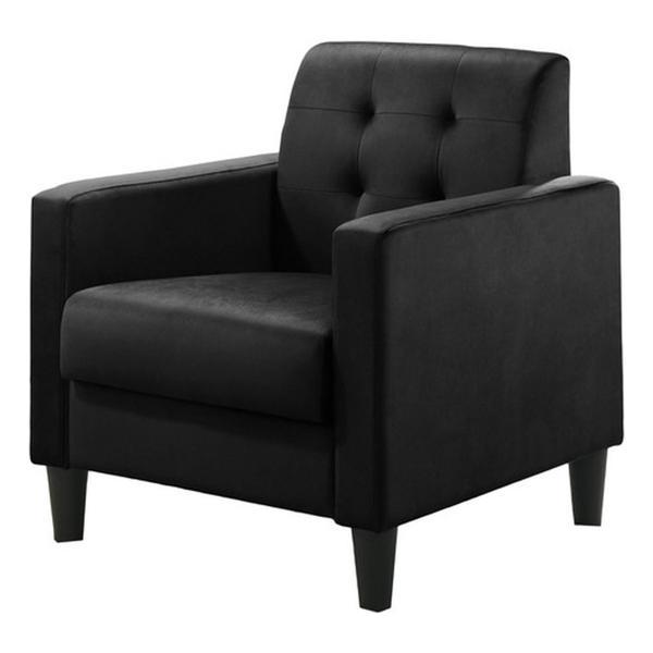 Cerys 27.5" Accent Armchair with Tufting - Black Velvet - 5.51" Plastic Legs 