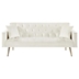 Jubilee 73" Convertible Futon Sofa Bed - Cream White Velvet - Gold Metal Legs