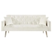 Jubilee 73" Convertible Futon Sofa Bed - Cream White Velvet - Gold Metal Legs - CAB3008