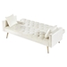 Jubilee 73" Convertible Futon Sofa Bed - Cream White Velvet - Gold Metal Legs - CAB3008