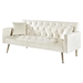 Jubilee 73" Convertible Futon Sofa Bed - Cream White Velvet - Gold Metal Legs - CAB3008