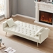 Jubilee 73" Convertible Futon Sofa Bed - Cream White Velvet - Gold Metal Legs - CAB3008