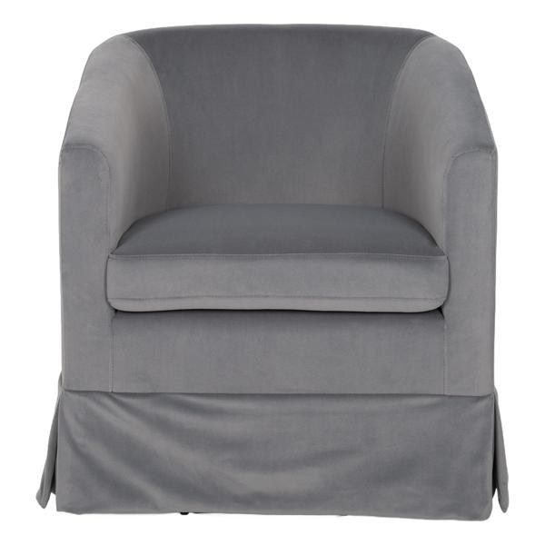 Eleganza 27" Wide Swivel Chair - Gray Velvet Fabric - Solid Wood Frame 