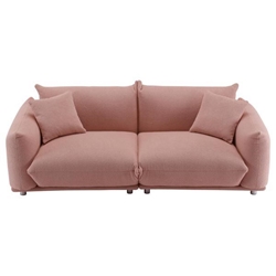 Hugo 85" Sofa - Pink Fabric - Solid Wood Frame and Metal Legs 