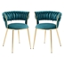 Aurumora Dining Chair - Teal Velvet Upholstery - Golden Metal Legs - Set of 2