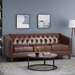 Deltera 81" Mirod Sofa - 3 Seat Reversible - Dark Brown Polyurethane - Solid Wood Legs - CAB3023