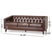 Deltera 81" Mirod Sofa - 3 Seat Reversible - Dark Brown Polyurethane - Solid Wood Legs - CAB3023