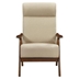 Vitalys Accent Chair - Light Brown Textured Fabric - Solid Rubberwood Frame - Walnut Finish