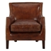 Rory Single Sofa Accent Chair - Vintage Brown Top Grain Leather - Rubber Wood Legs