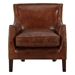 Rory Single Sofa Accent Chair - Vintage Brown Top Grain Leather - Rubber Wood Legs - CAB3033