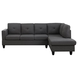 Seaside 96 Sectional Sofa with Right Facing Chaise - Dark Gray Linen Fabric 