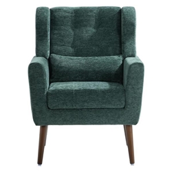 Tallulah Accent Chair - Blackish Green Chenille - Light Brown Wood Legs 