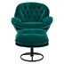 Terraverd Accent Chair with Ottoman - Green Velvet - Black Metal Legs