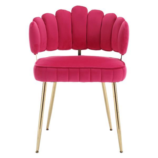 Valleno Accent Chair - Red Velvet - Golden Finish Feet 