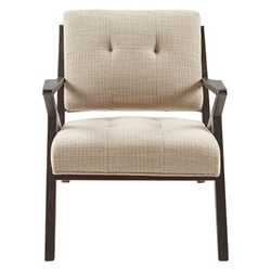 Cairnview Accent Chair - Tan Polyester - Burnt Walnut Finish Frame 