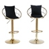 Thornson Black Velvet Bar Chairs with Pure Gold Plated Accents - Unique Design - Set of 2