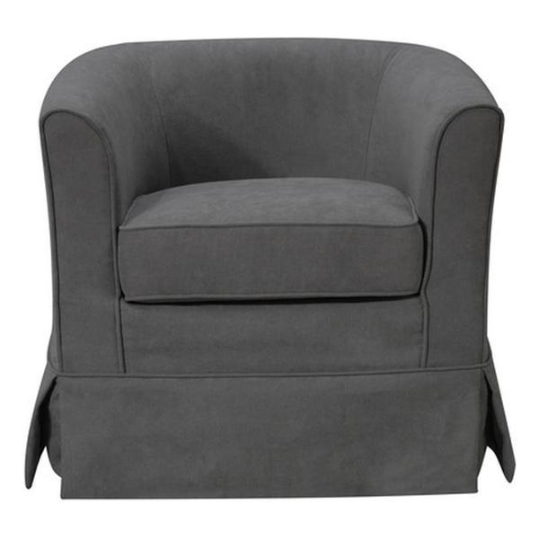 Morningvale 28" Gray Woven Fabric Swivel Barrel Chair 