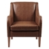 Flarion Accent Chair - Brown Faux Leather - Pecan Finish Legs