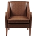 Flarion Accent Chair - Brown Faux Leather - Pecan Finish Legs - CAB3051