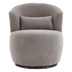 Nirvana Swivel Accent Chair - Grey Plush Round Armchair with 360-Degree Rotation and Metal Base