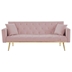 Kilmarnock 73" Convertible Futon Sofa Bed - Pink Velvet - Gold Metal Legs