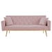 Kilmarnock 73" Convertible Futon Sofa Bed - Pink Velvet - Gold Metal Legs - CAB3054