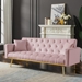 Kilmarnock 73" Convertible Futon Sofa Bed - Pink Velvet - Gold Metal Legs - CAB3054