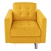 Pellucid Yellow Linen Fabric Armchair with Metal Legs - Side Pockets - and Pillow